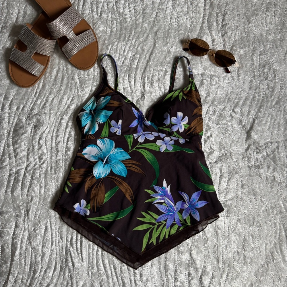 EUC!🥰 Vintage Caribbean Joe Brown Tankini Top
